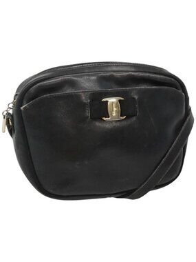 Salvatore Ferragamo Shoulder Bag Leather Black Gold